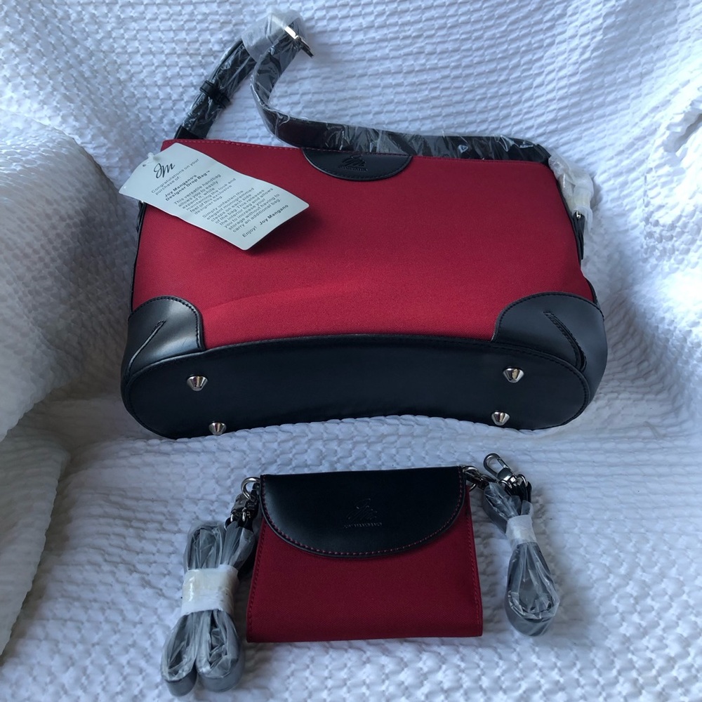 Joy Mangano’s Designer Drop Bag N.W.T. + Shoulder Mini Wallet Rich Red Color. - Picture 3 of 11